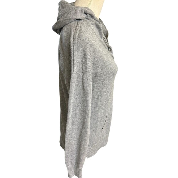 Joan Vass Womens Cashmere Rayon Blend Sweater Gray Hooded Pullover Rib Sz M - Picture 5 of 8